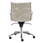 Dirk Low Back Office Chair in Velvet (Gray Velvet + Chromed Steel Base)