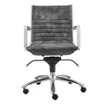 Dirk Low Back Office Chair in Velvet (Gray Velvet + Chromed Steel Base)