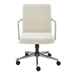 Leander Low Back Office Chair (Ivory + Brushed Nickel Armrests/Base)