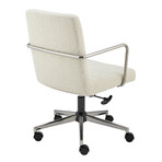 Leander Low Back Office Chair (Ivory + Brushed Nickel Armrests/Base)