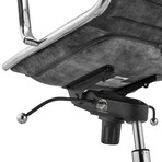 Dirk Low Back Office Chair in Velvet (Gray Velvet + Chromed Steel Base)