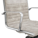 Dirk Low Back Office Chair in Velvet (Gray Velvet + Chromed Steel Base)