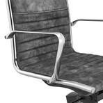 Dirk Low Back Office Chair in Velvet (Gray Velvet + Chromed Steel Base)