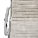 Dirk Low Back Office Chair in Velvet (Beige Velvet + Chromed Steel Base)