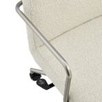 Leander Low Back Office Chair (Ivory + Brushed Nickel Armrests/Base)