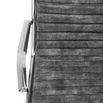 Dirk Low Back Office Chair in Velvet (Gray Velvet + Chromed Steel Base)