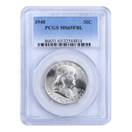 1948 Franklin Half Dollar // PCGS Certified MS65 Full Bell Lines // Deluxe Collector's Pouch