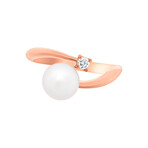 SALVINI // 18K Rose Gold Pearl + Diamond Wrap Ring // Ring Size: 6.5 // New