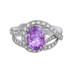 18K White Gold + Amethyst + Diamond Crossover Ring // Ring Size: 6.5 // Store Display