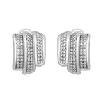 18K White Gold Diamond Huggie Earrings // Store Display