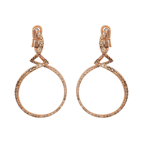 18K Rose Gold Diamond Drop Earrings // Store Display