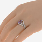18K White Gold + Amethyst + Diamond Crossover Ring // Ring Size: 6.5 // New