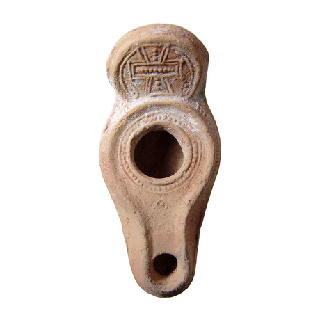 Ancient Holy Land Cross Oil Lamp // Famous Collection