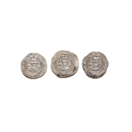 3 Sassanian Persia Coins // Khusro II, 590 - 627 AD