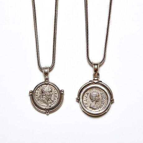 2 Roman Emperor & Empress Coin Pendants // 193-209 AD