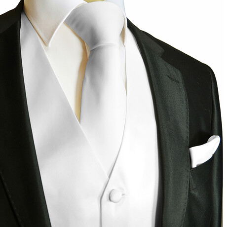 Solid Color // 2 Piece Vest and Necktie Set // White (Small)