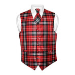 Plaid // 2 Piece Vest and Tie Set // Red (Small)
