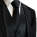 Solid Color // 2 Piece Vest and Necktie Set // Black (Small)