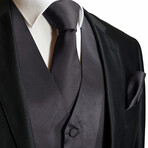 Solid Color // 2 Piece Vest and Necktie Set // Charcoal (Small)