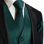 Solid Color // 2 Piece Vest and Necktie Set // Hunter Green (Small)