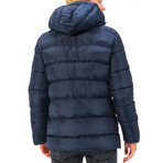 Hooded Puffer Jacket // Style 2 // Dark Blue (Small)