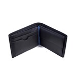 Striped Band Leather Wallet // Black // Model 5704