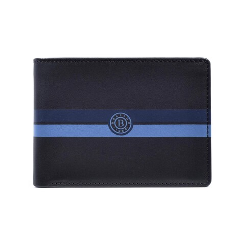 Striped Band Leather Wallet // Black // Model 5704
