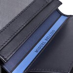 Striped Band Leather Wallet // Black // Model 5703