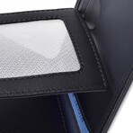 Striped Band Leather Wallet // Black // Model 5783