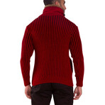 High-Neck Fur Lined Pullover Sweater  // Red (M)
