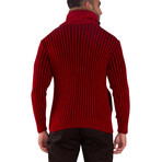 High-Neck Fur Lined Pullover Sweater  // Red (L)