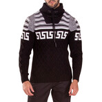 Quarter Zip Cable Knit Pullover Sweater // Black (L)