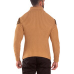 Quarter Zip Cable Knit Pullover Sweater // Beige (L)