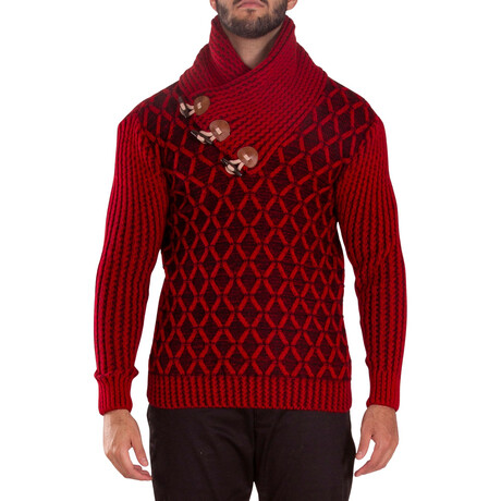 High-Neck Pullover Sweater // Red (M)