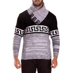 High-Neck Pullover Sweater // Black (XL)