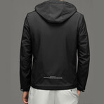 Zip Up Hooded Jacket // Blak (XL)