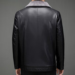 Faux Leather Pilot Jacket // Black (XL)