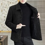 Imitated Mink Wool Jacket Twill Pattern // Dark Brown (XL)
