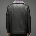 Faux Leather Pilot Jacket // Dark Green (M)