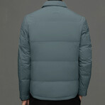 Button-Up Puffer Jacket // Gray Green (XL)