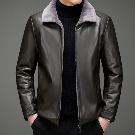 Leather Jacket // Dark Green (XS)