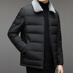 Collared Puffer Jacket // Black (S)