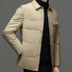 Button-Up Puffer Jacket // Khaki (M)