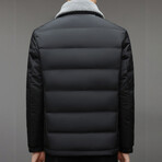 Collared Puffer Jacket // Black (XL)