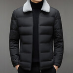 Collared Puffer Jacket // Black (XL)
