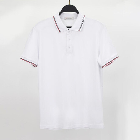 Logo Collar Short Sleeve Polo Shirt // White (S)