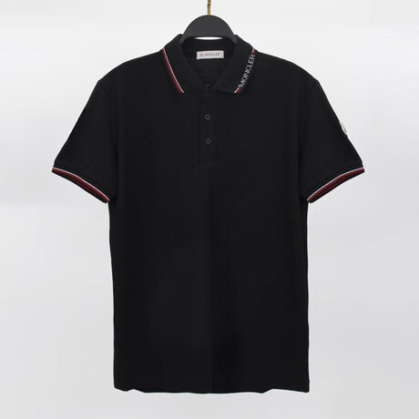 Logo Collar Short Sleeve Polo Shirt // Black (S)