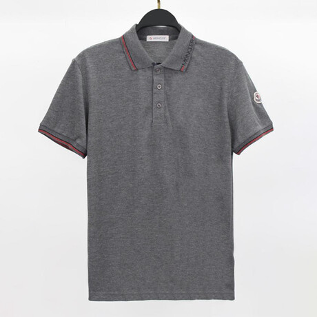 Logo Collar Short Sleeve Polo Shirt // Gray (S)