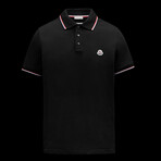 Striped Collar Short Sleeve Polo Shirt V2 // Black (S)