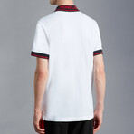 Striped Collar Short Sleeve Polo Shirt // White (S)